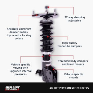 Honda Accord Coilover Suspension Kit - Front + Rear - Air Lift - Air Lift Performance, 32-way Damping Adjustment - `13-`17